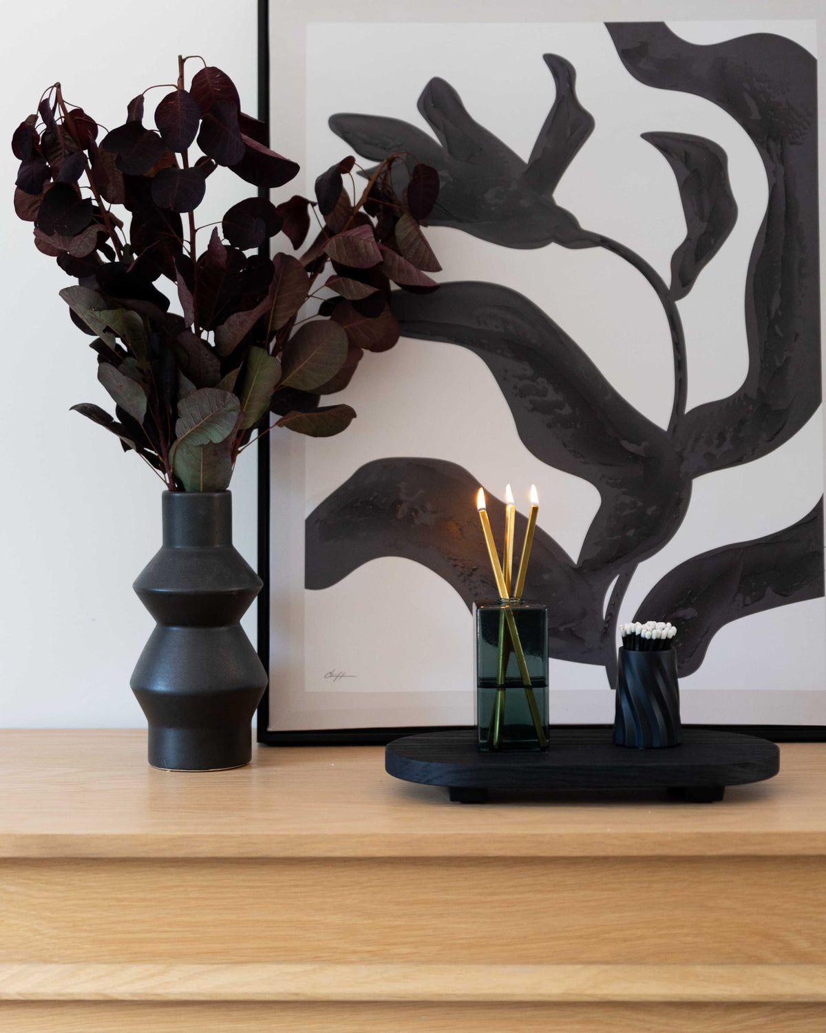 Black Burnt Wood Tray