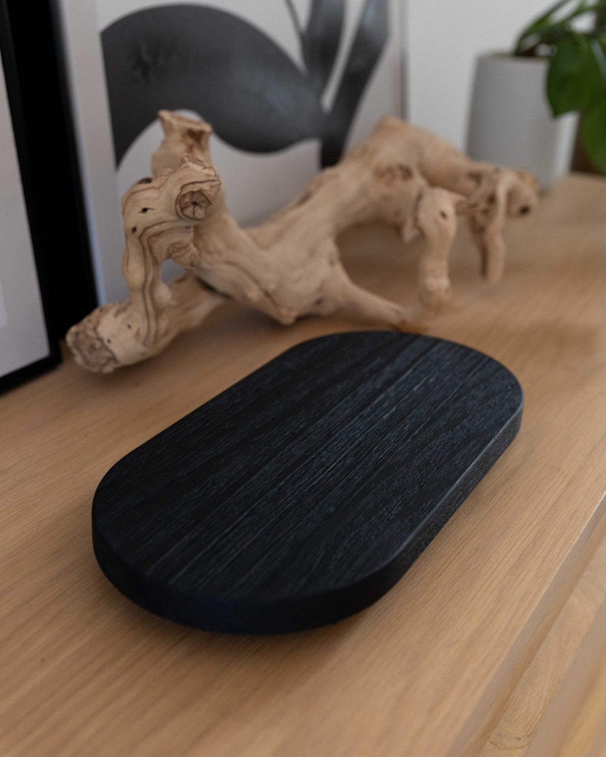 Black Burnt Wood Tray