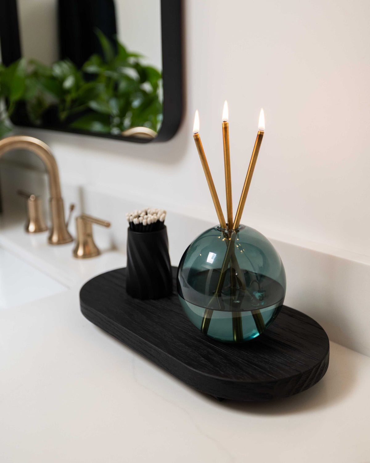 Black Burnt Wood Tray