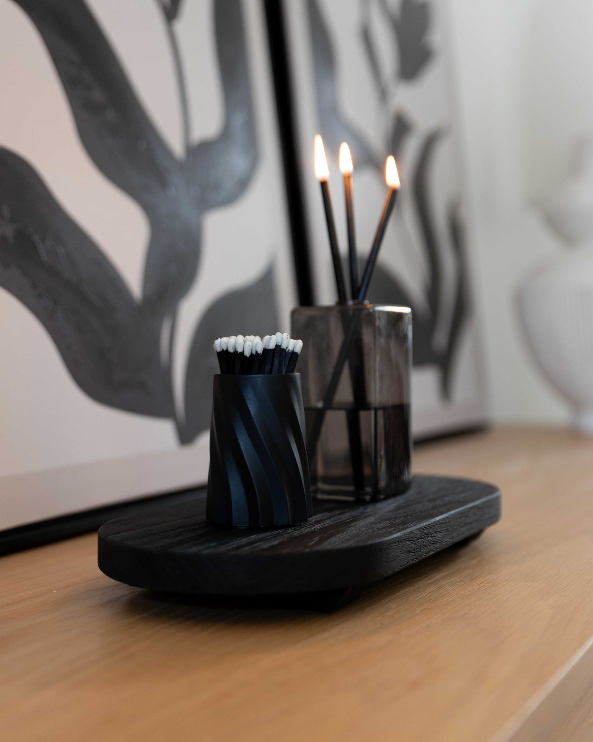 Black Burnt Wood Tray