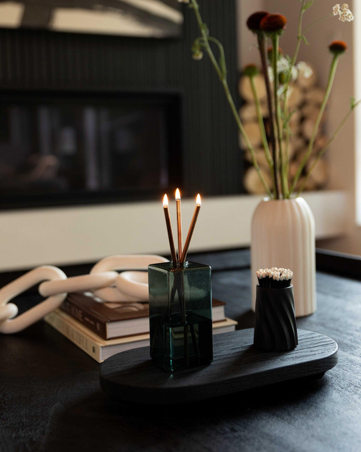 Black Burnt Wood Tray